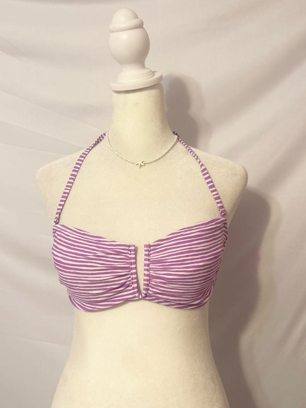 Y2k Purple and White Striped Old Navy Bikini Top